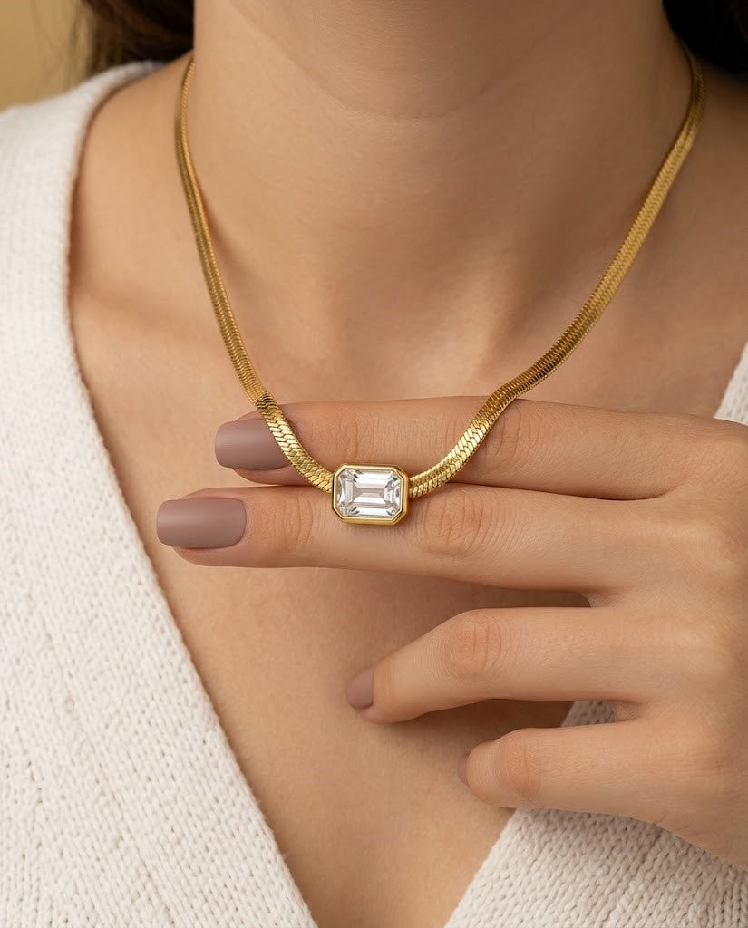 Classic Herringbone Crystal Chain Pendant - CHEXE LIFESTYLE PRIVATE LIMITED