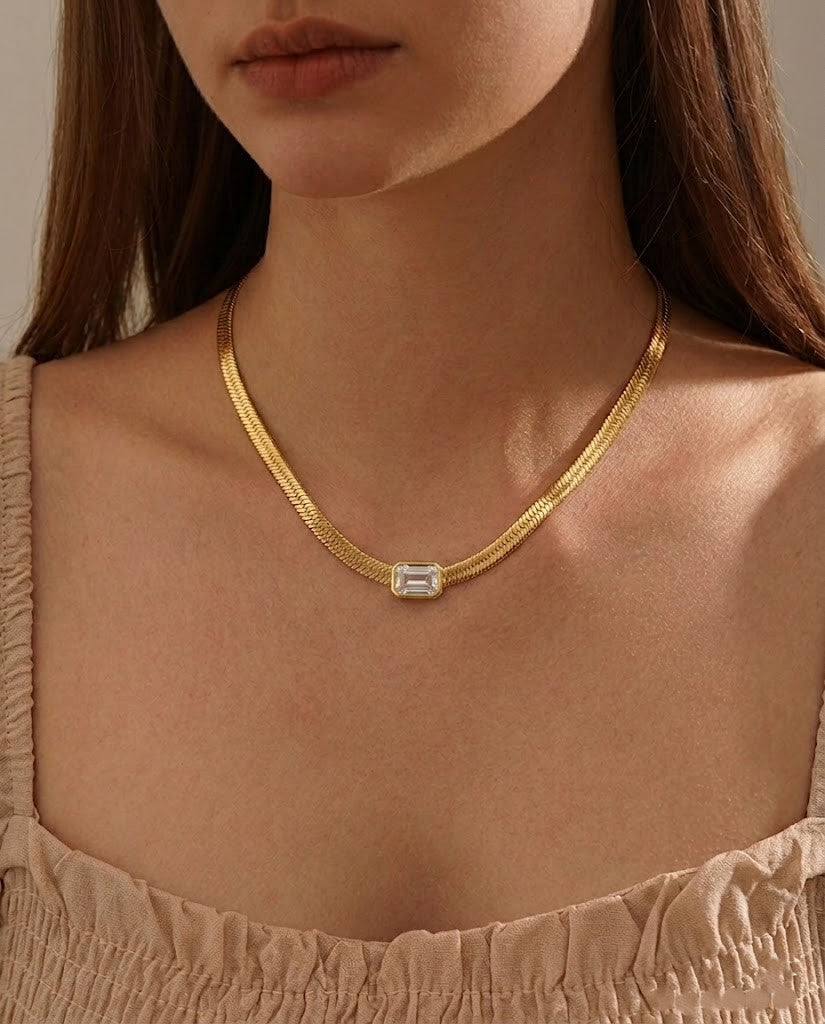 Classic Herringbone Crystal Chain Pendant - CHEXE LIFESTYLE PRIVATE LIMITED