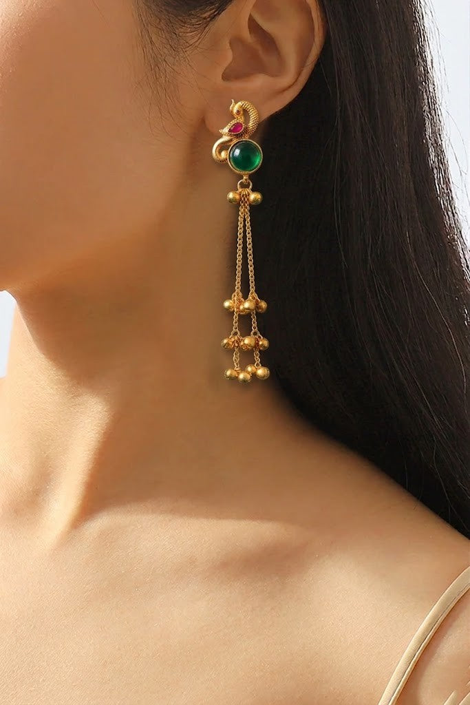 Peacock Charm Gemstone Earrings