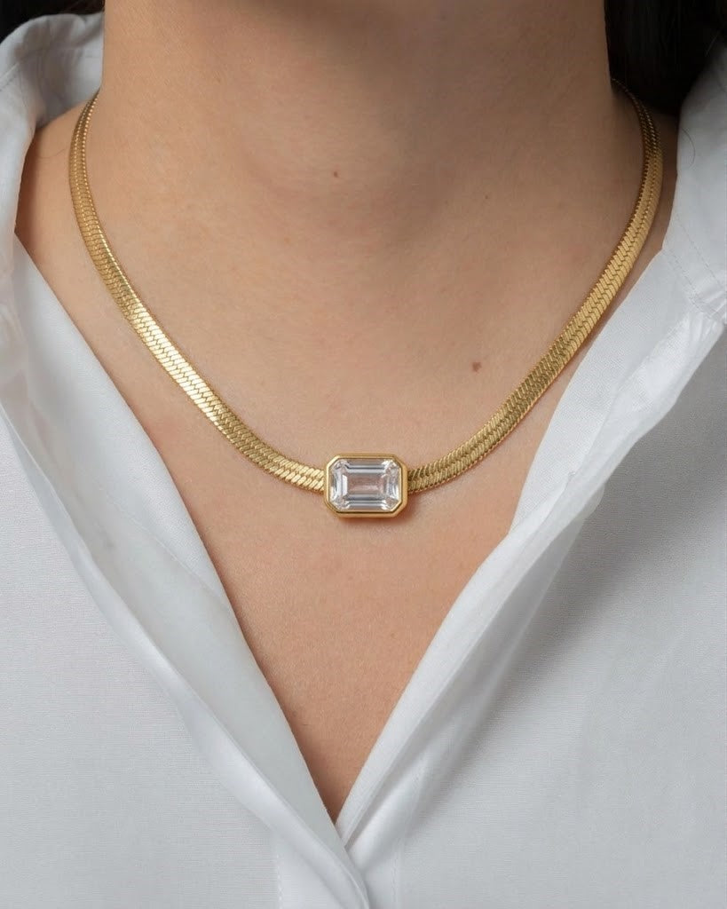 Classic Herringbone Crystal Chain Pendant - CHEXE LIFESTYLE PRIVATE LIMITED