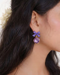 Purple Gem Bow Earrings