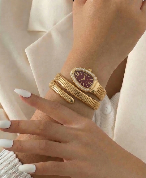 Snake Style Gold Bracelet Watch - CHEXE LIFESTYLE PRIVATE LIMITED