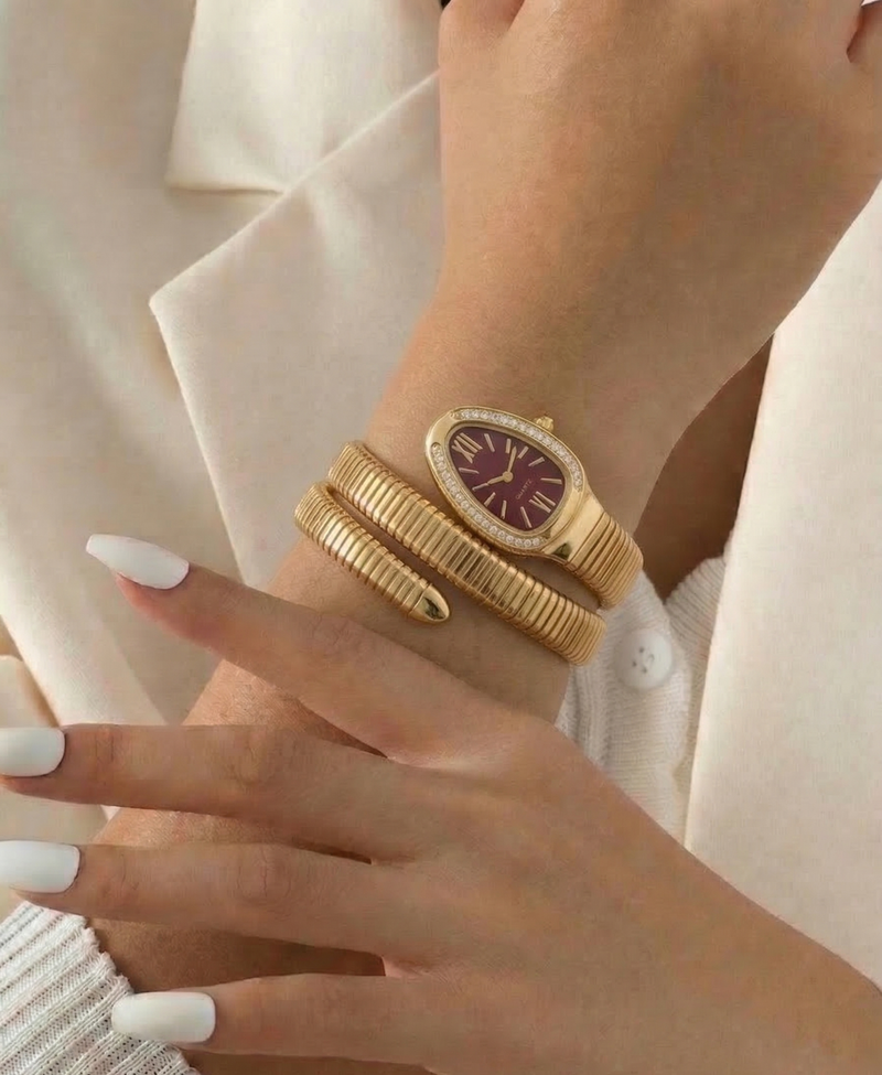 Snake Style Gold Bracelet Watch - CHEXE LIFESTYLE PRIVATE LIMITED