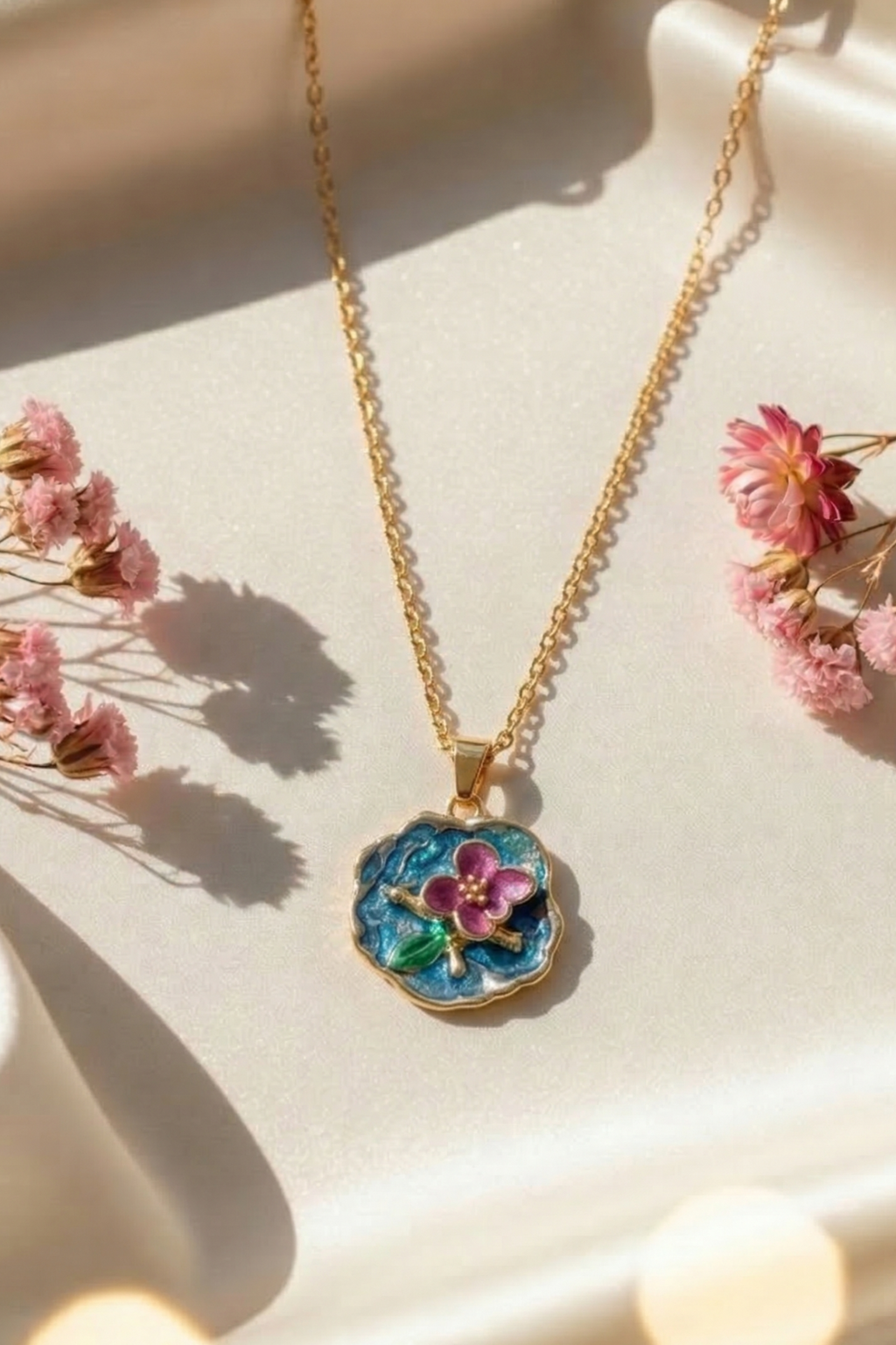 Floral Enamel Pendant Chain - CHEXE LIFESTYLE PRIVATE LIMITED