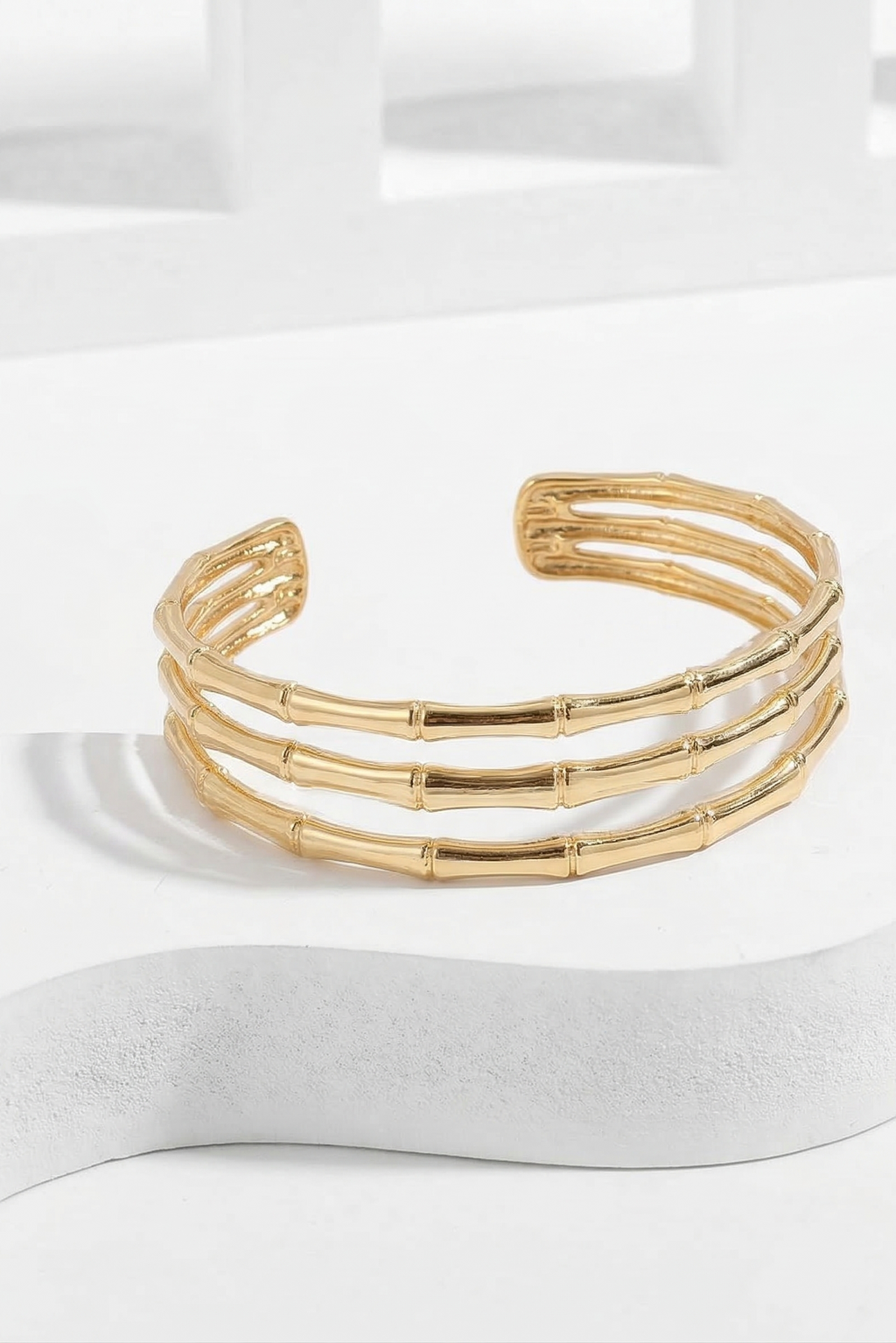 Ribbed Gold Layered Cuff - CHEXE LIFESTYLE PRIVATE LIMITED