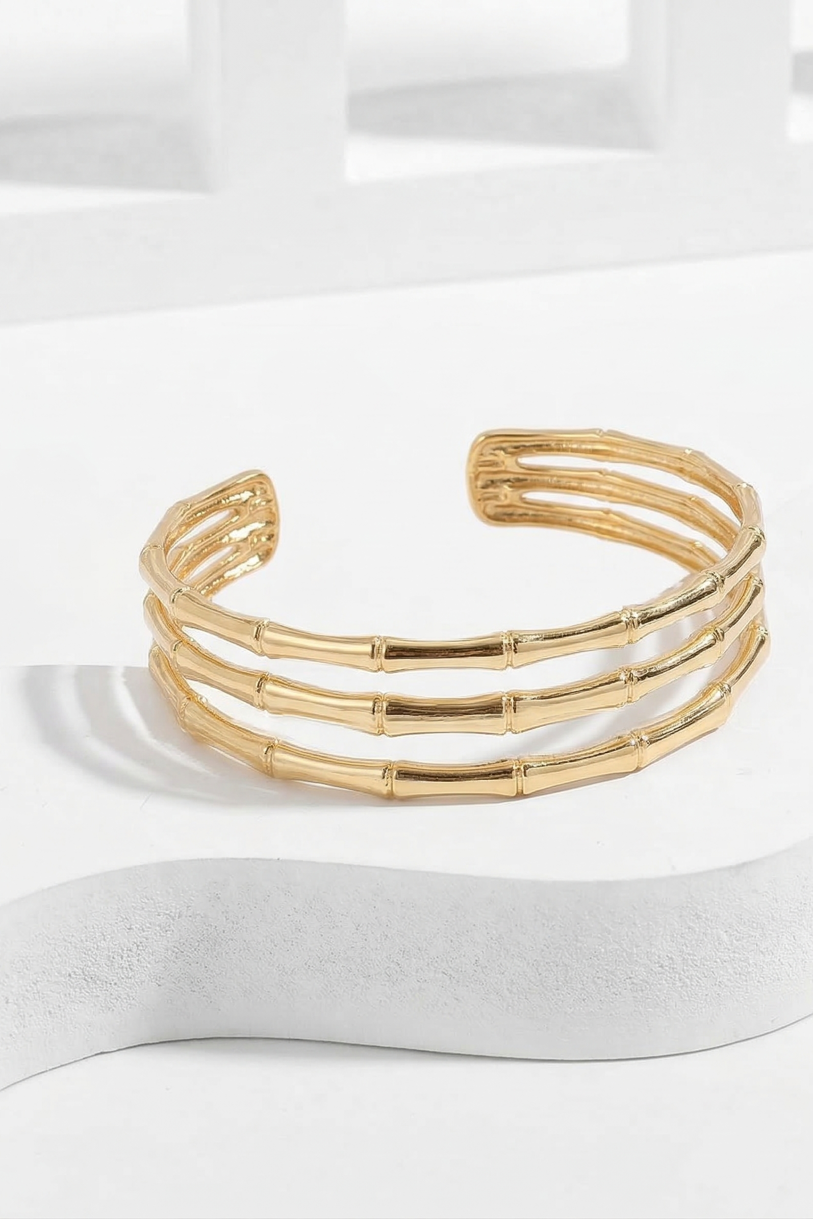 Ribbed Gold Layered Cuff - CHEXE LIFESTYLE PRIVATE LIMITED