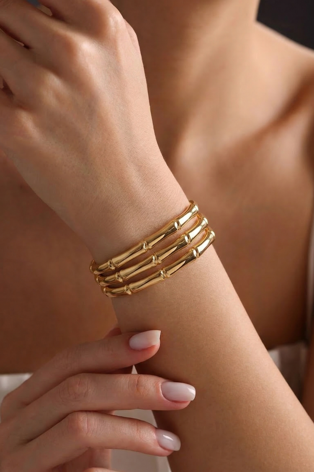 Ribbed Gold Layered Cuff - CHEXE LIFESTYLE PRIVATE LIMITED