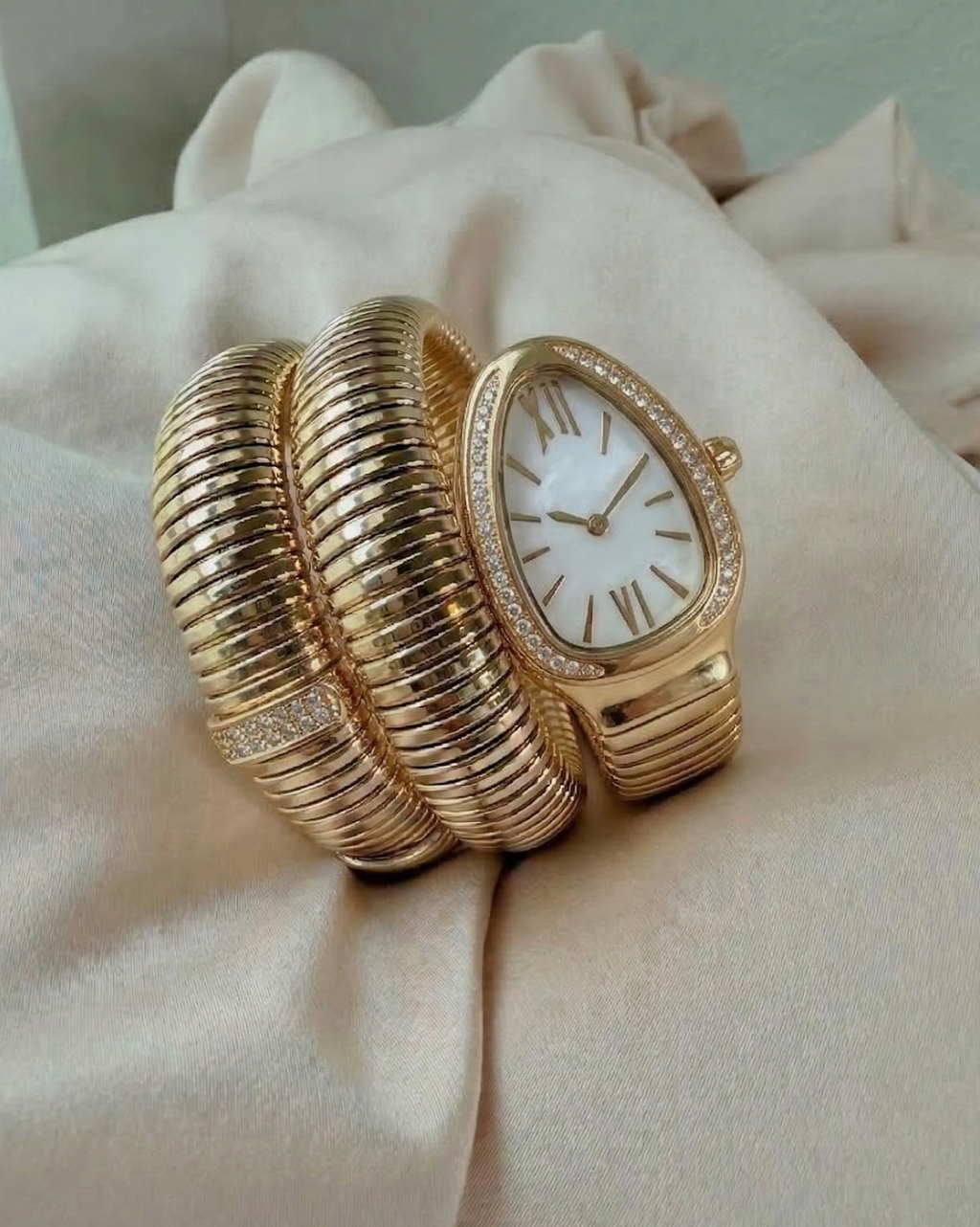Golden Snake Wrap Bracelet Watch - CHEXE LIFESTYLE PRIVATE LIMITED