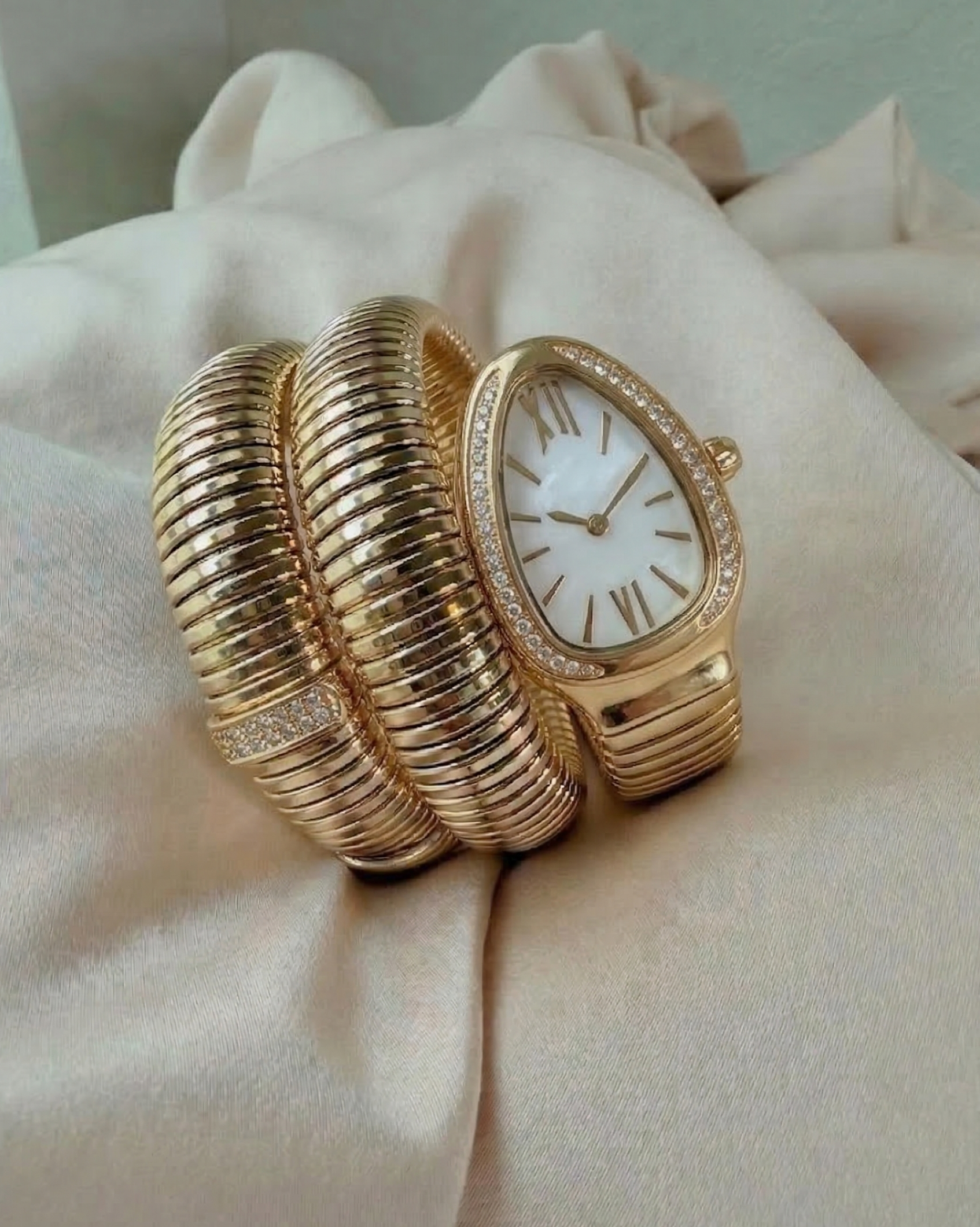 Golden Snake Wrap Bracelet Watch - CHEXE LIFESTYLE PRIVATE LIMITED