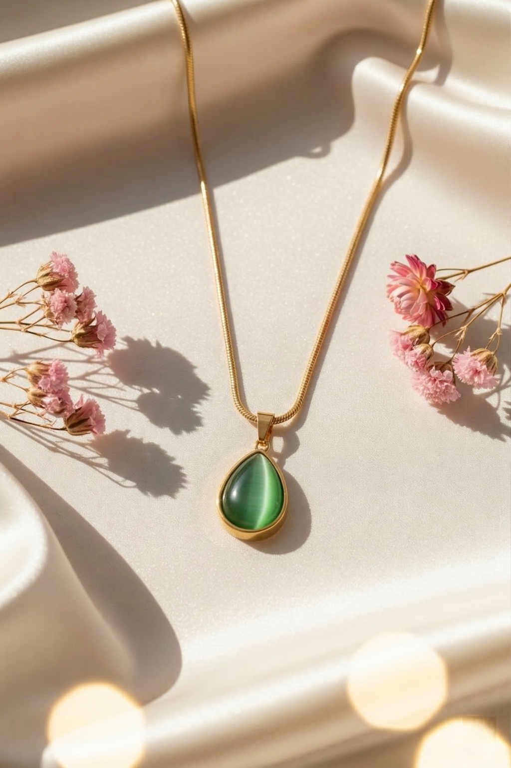 Emerald Glow Teardrop Pendant - CHEXE LIFESTYLE PRIVATE LIMITED