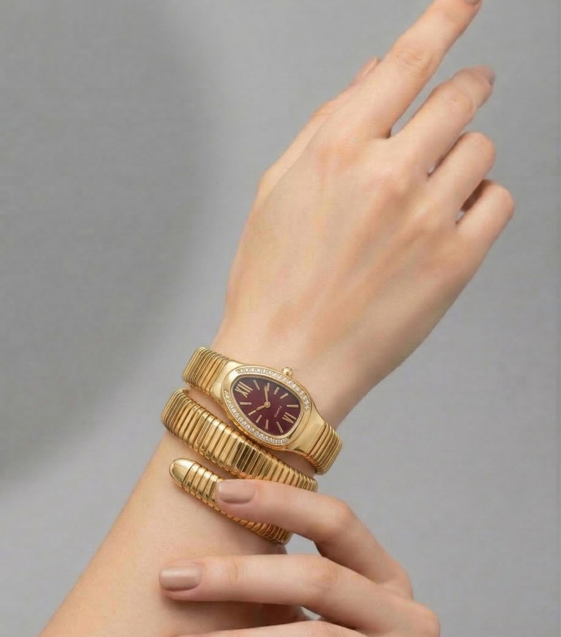 Snake Style Gold Bracelet Watch - CHEXE LIFESTYLE PRIVATE LIMITED