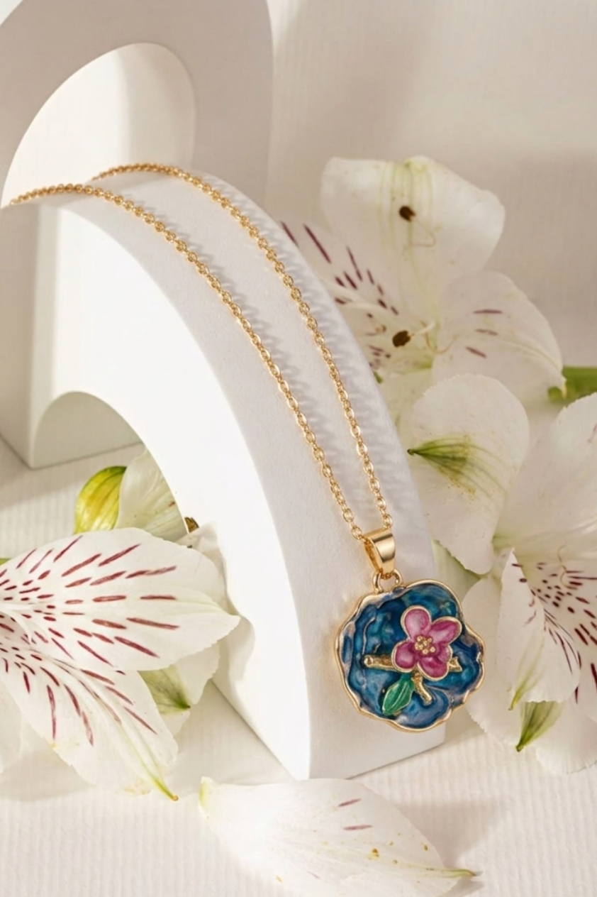 Floral Enamel Pendant Chain - CHEXE LIFESTYLE PRIVATE LIMITED