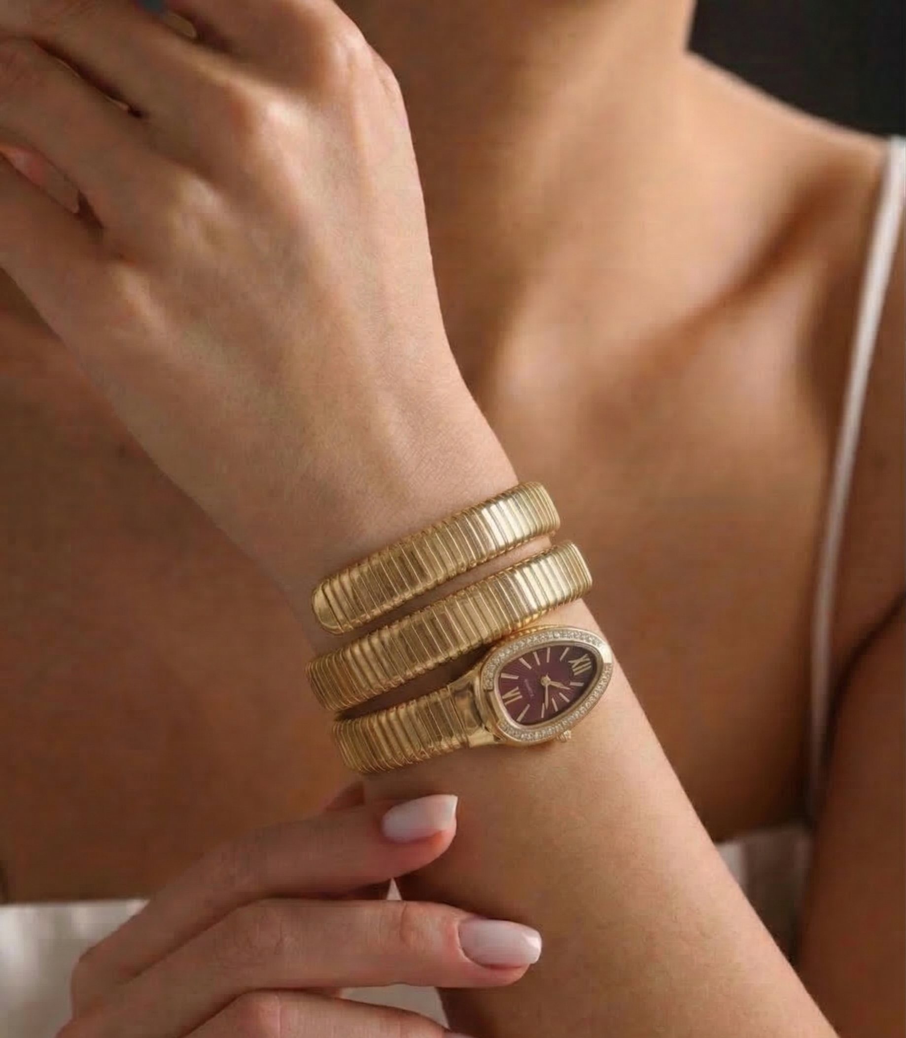 Snake Style Gold Bracelet Watch - CHEXE LIFESTYLE PRIVATE LIMITED